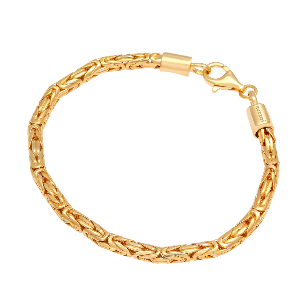 KUZZOI KUZZOI Bracelet Chaîne de base pour hommes en plaqué or 925 en argent sterling Bracelet