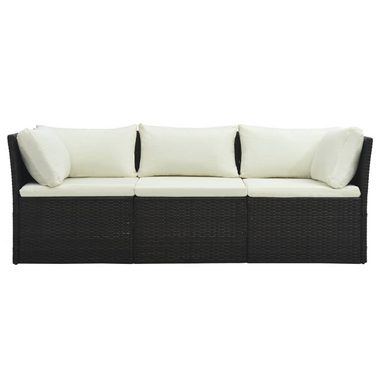 vidaXL Loungesofa 4-tlg. Garten-Lounge-Set mit Auflagen Poly Rattan Braun, 1 Teile