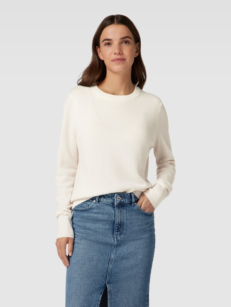 Kaschmirpullover mit Rundhalsausschnitt in offwhite