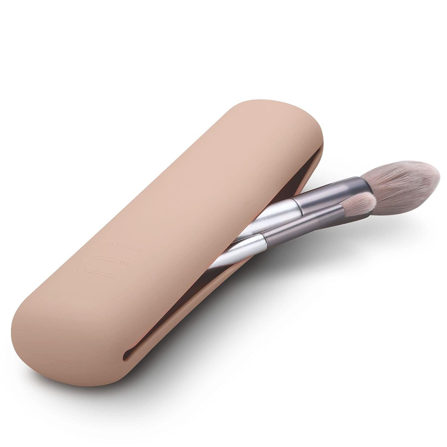 Haiaveng Kosmetikkoffer Reise-Makeup-Pinselhalter, stilvoll und tragbar, für Reisen, Khaki
