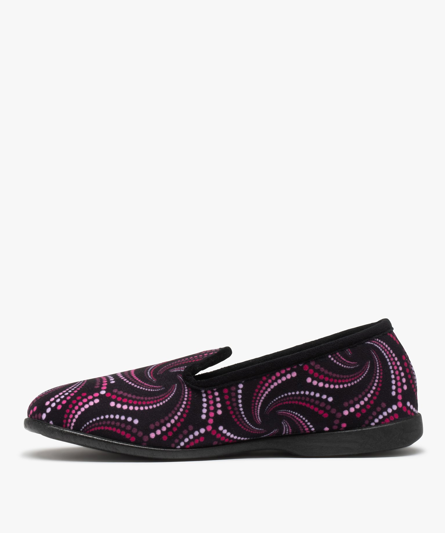 Chaussons charentaises en velours ras imprimé femme violet | GEMO