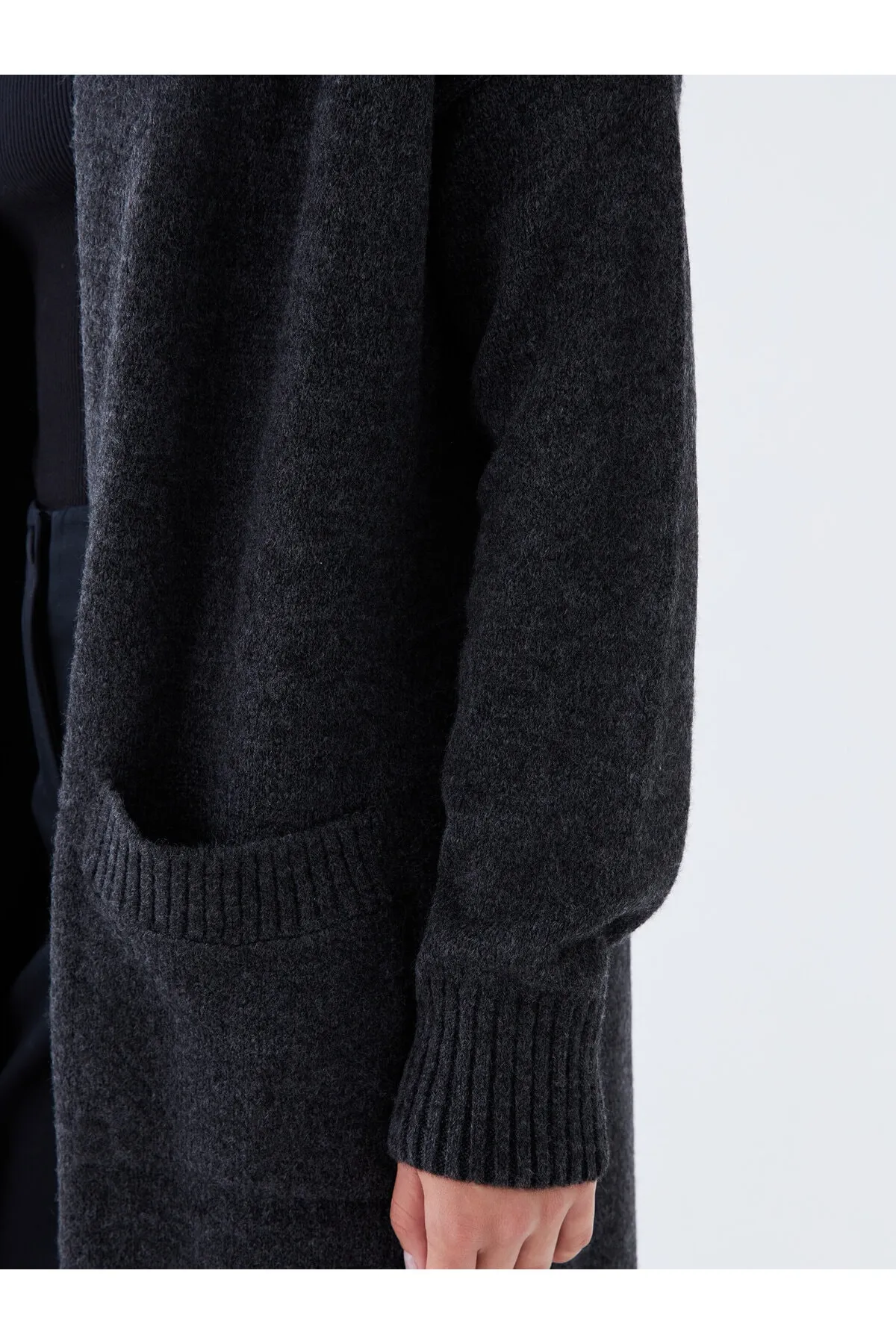 LC Waikiki  Einfarbiger, langärmliger Damen-Strick-Cardigan mit Schalkragen