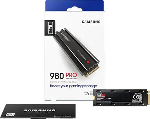 Samsung 980 PRO Heatsink interne SSD (1 TB) 7000 MB/S Lesegeschwindigkeit, Playstation 5 kompatibel