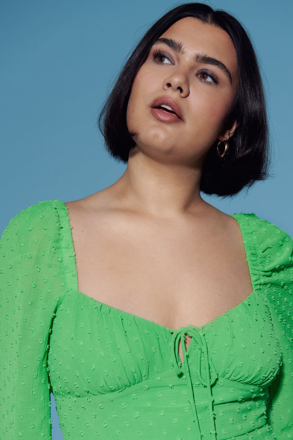 Gathered dot midi dress