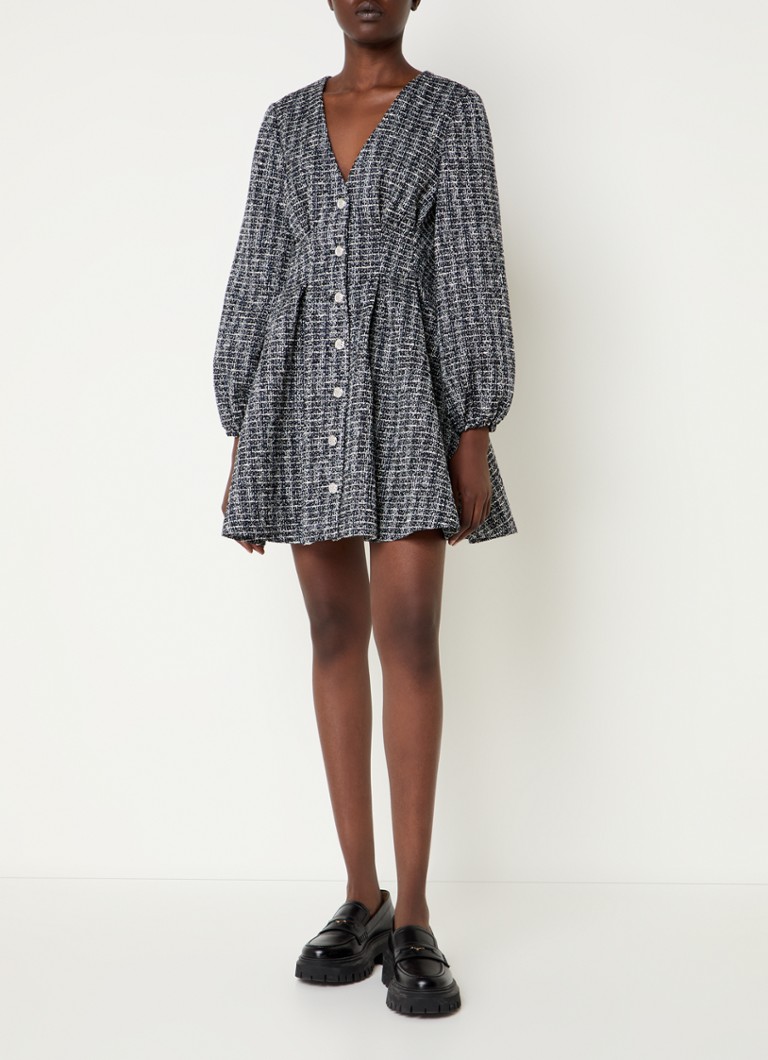 Vestido túnica corto de Maje con efecto tweed y mangas abullonadas.