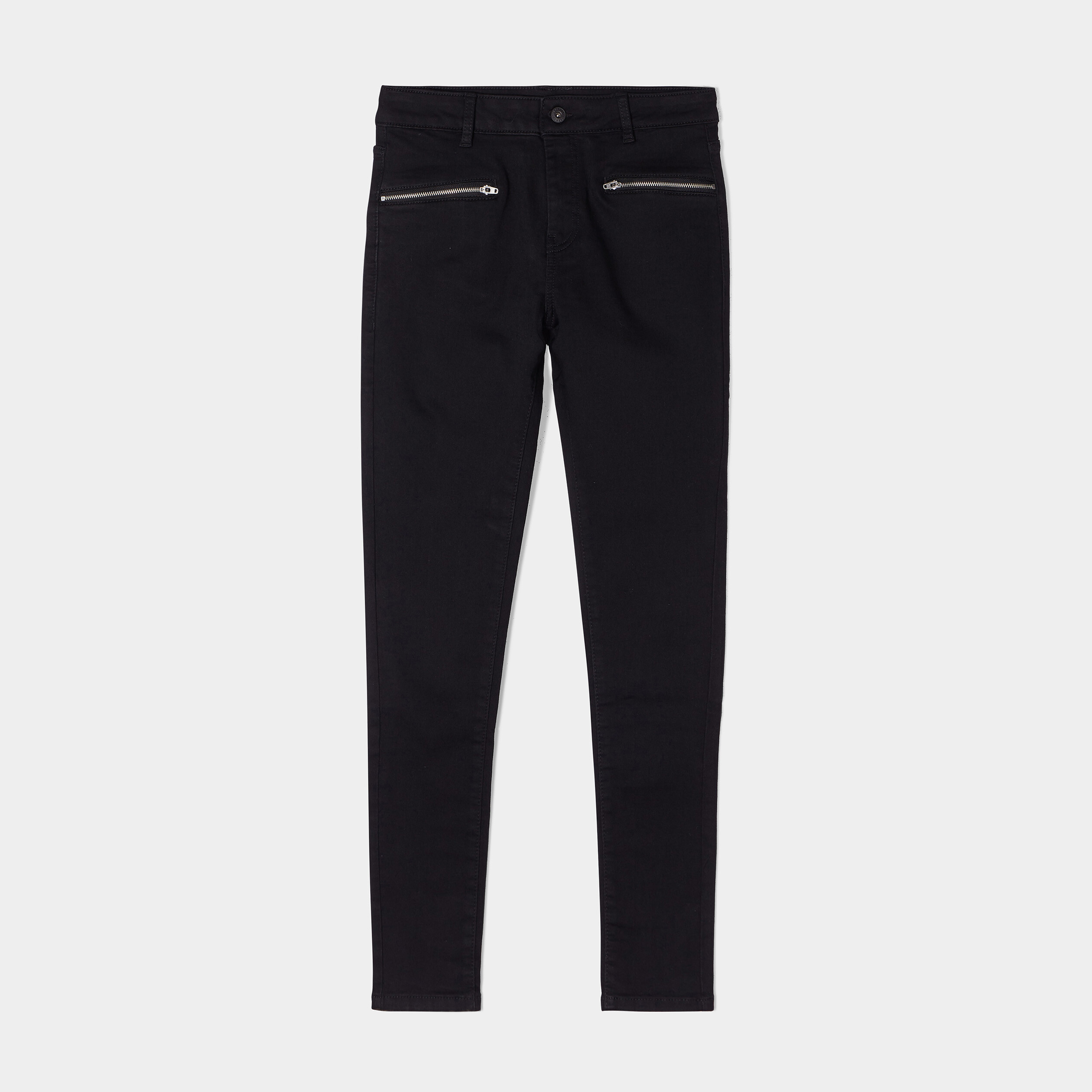 Jeans slim détails zippés denim noir femme | La Halle
