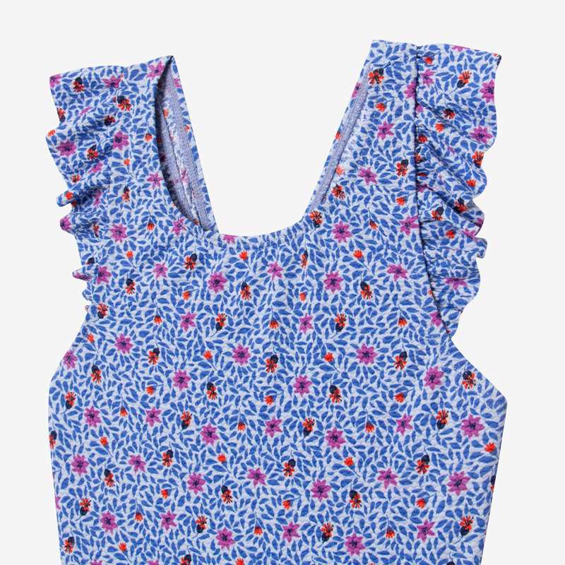 Maillot 1 pièce fille micro fleurs bleu Catimini