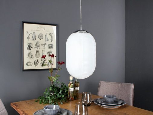 meineWunschleuchte LED Pendelleuchte, Dimmfunktion, LED wechselbar, Warmweiß, Designer Glas Lampenschirm über Esstisch & Kochinsel hängend, Ø 23cm