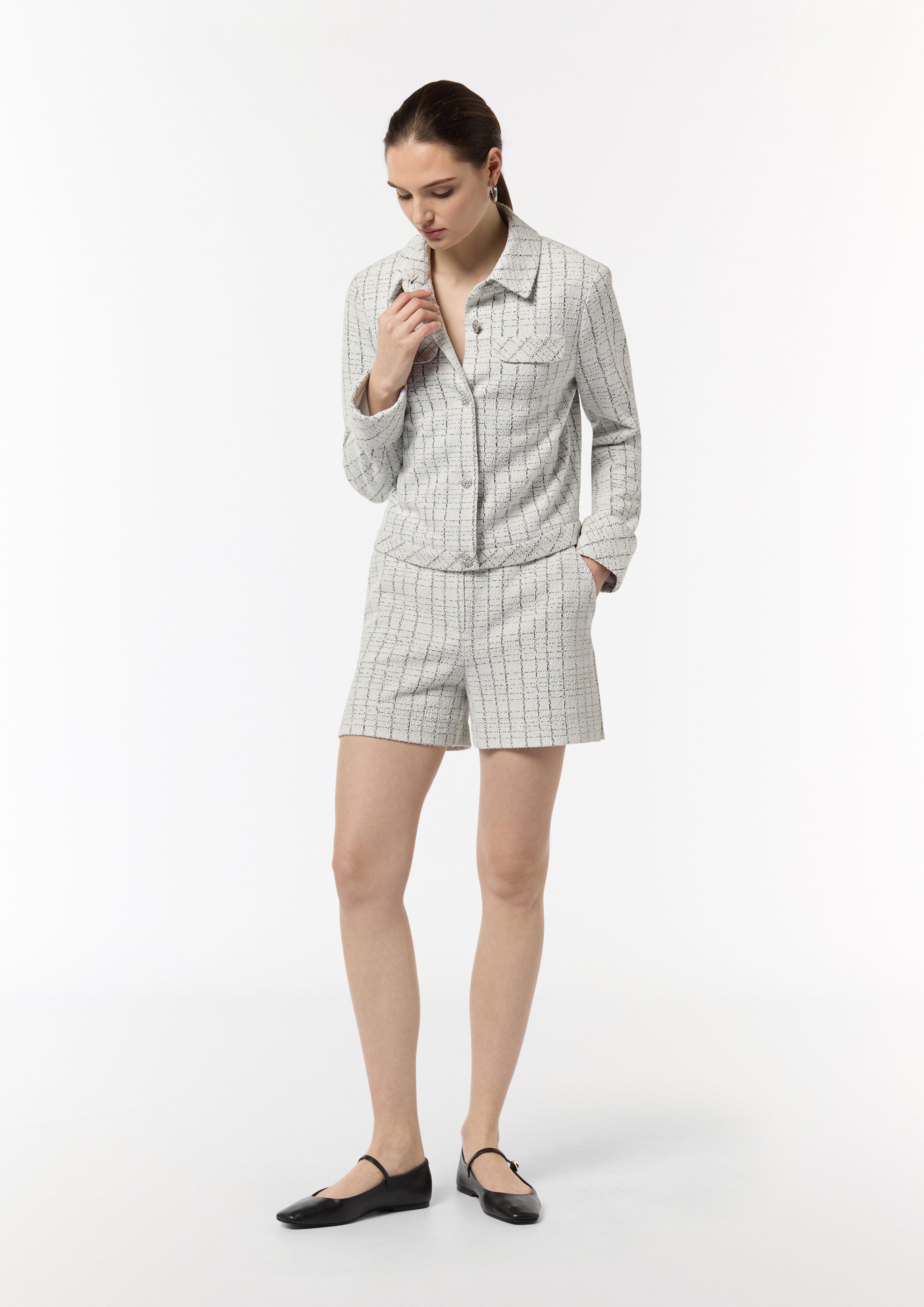 Bouclé-Jerseyjacke mit Metallic-Garn - hellgrau