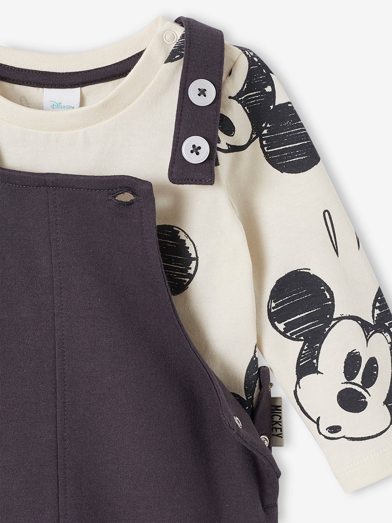 Ensemble DS® bébé T-shirt coton + salopette blanc/gris