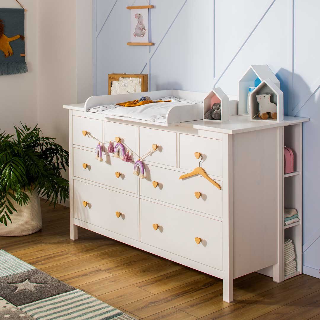 Puckdaddy GmbH Wickelaufsatz Levi (160x11x80 cm) für IKEA Hemnes Kommoden