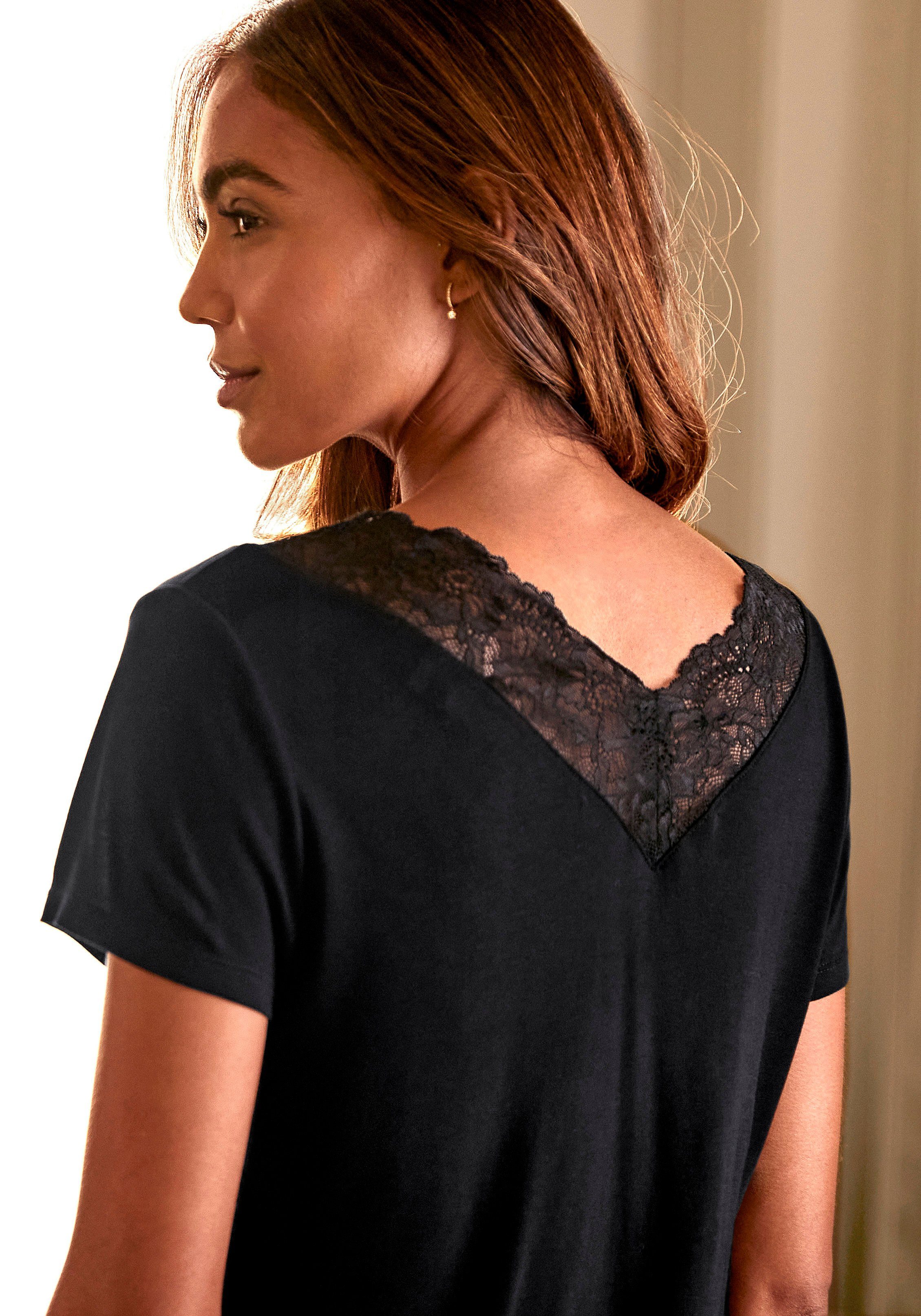 LASCANA Pyjama (2 tlg., 1 Stück) mit Spitzeneinsätzen