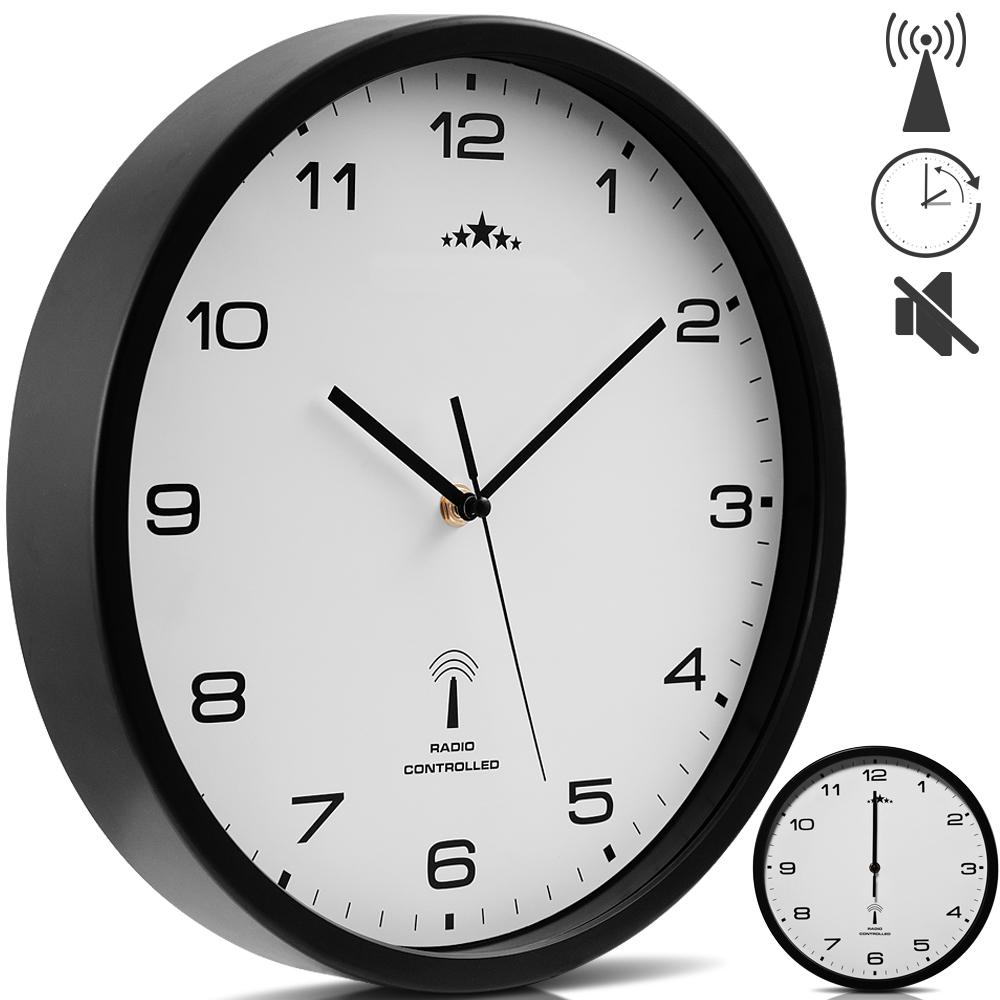 Monzana Funkwanduhr Schwarz Ø31cm