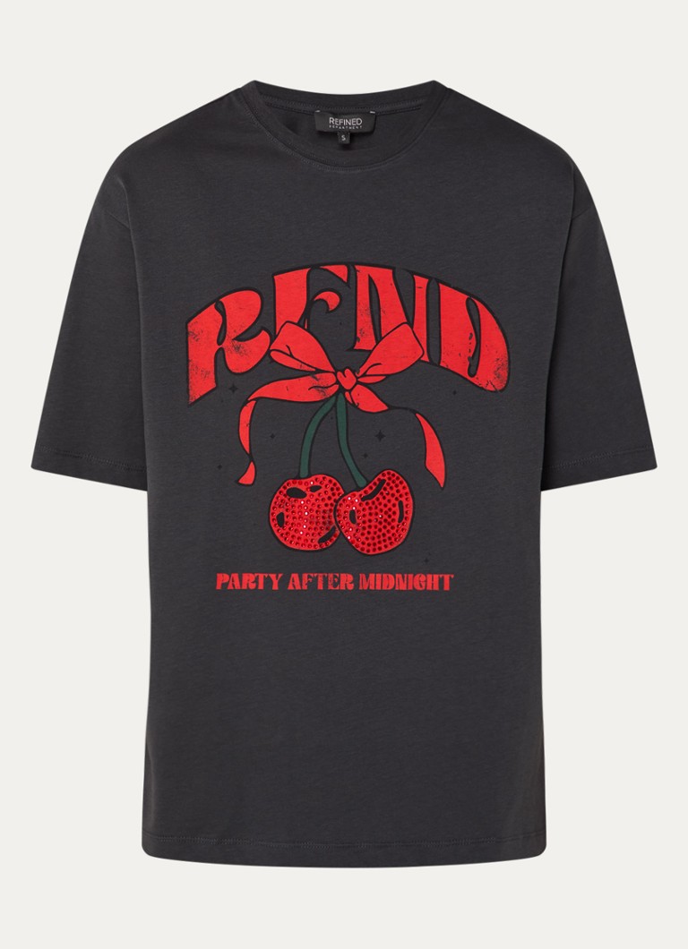 Refined Department Maggy oversized T-shirt with logo print and rhinestones