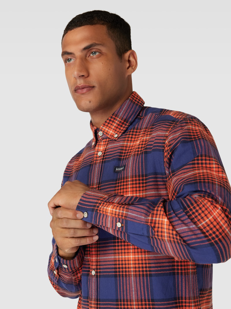 Freizeithemd mit Karomuster und Button-Down-Kragen in orange