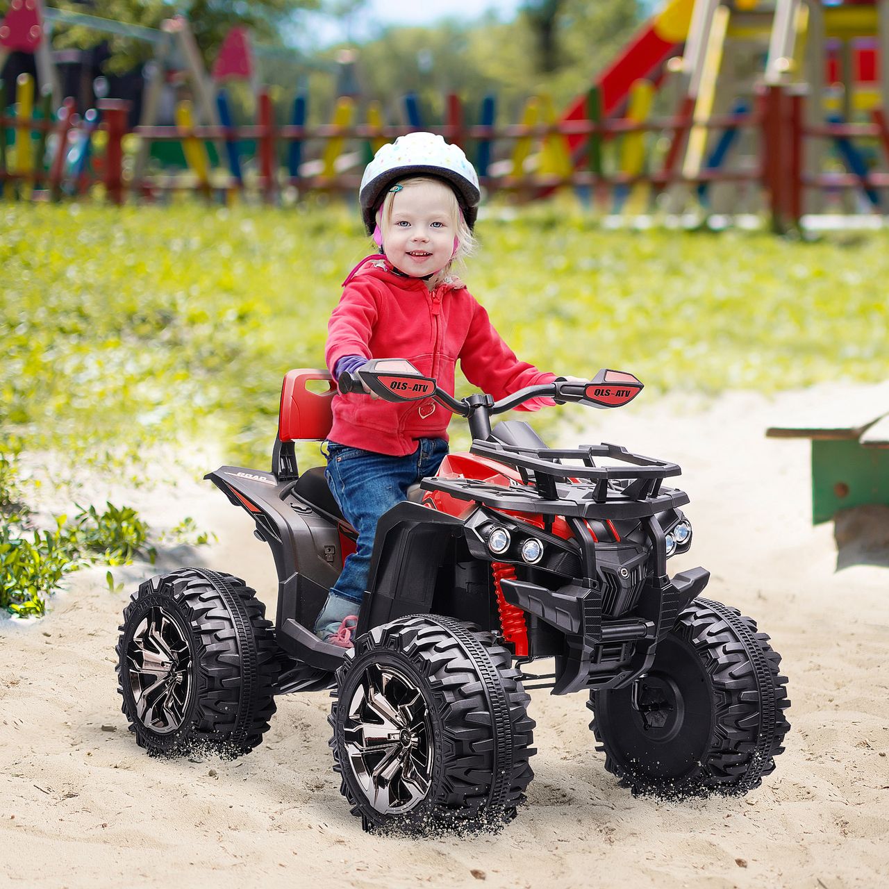 HOMCOM Elektro-Quad Kinderquad mit Scheinwerfer Kindermotorrad mit USB-Anschluss