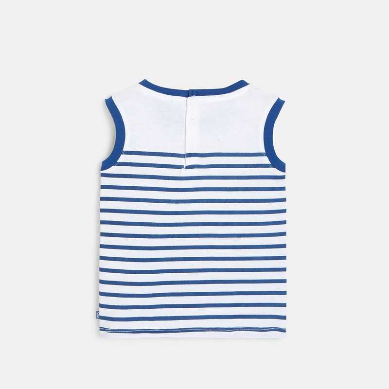 Débardeur jersey rayé bleu bébé garçon