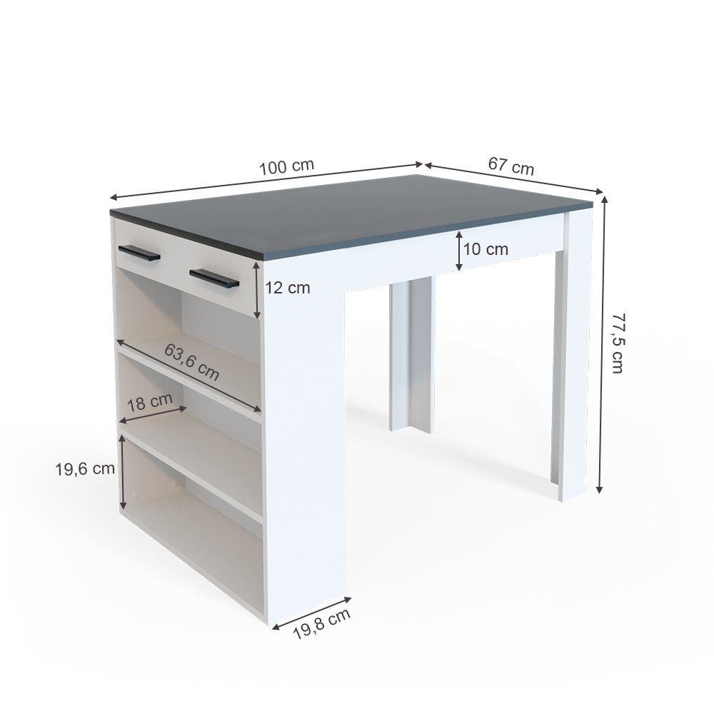 Vicco Bartisch Bartresen Stehtisch Bistrotisch REPOSE Weiß Anthrazit