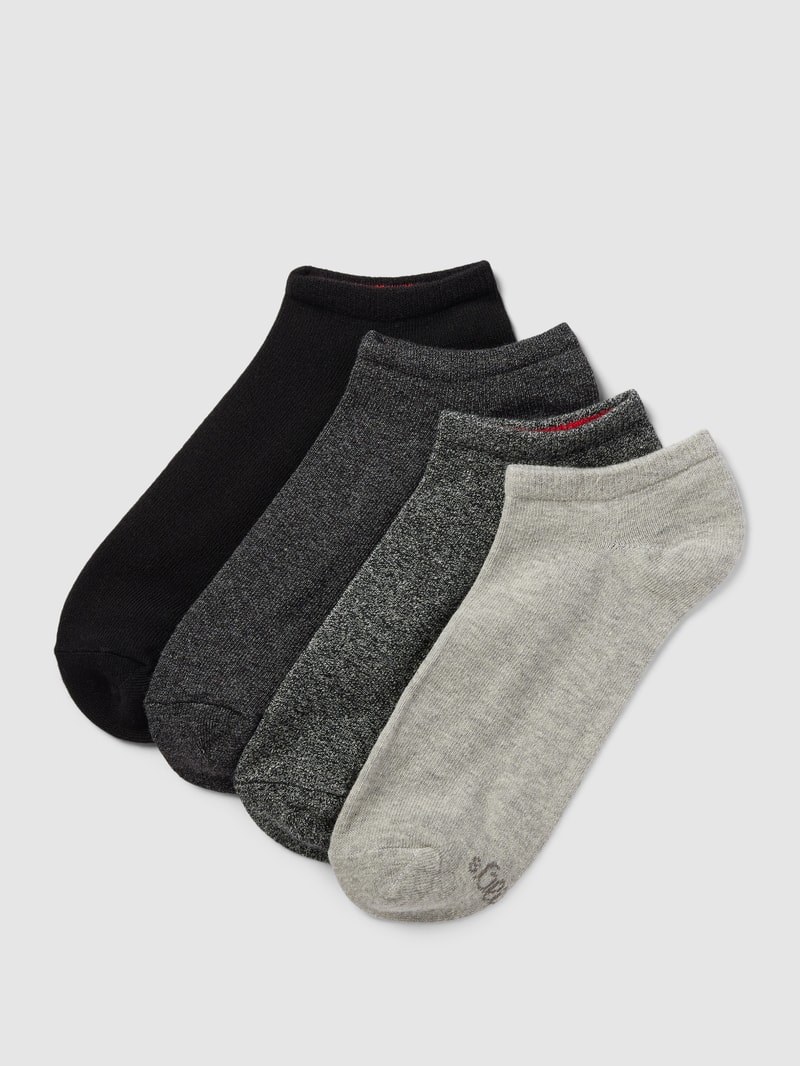 Sneakersocken mit Stretch-Anteil im 4er-Pack in anthrazit meliert