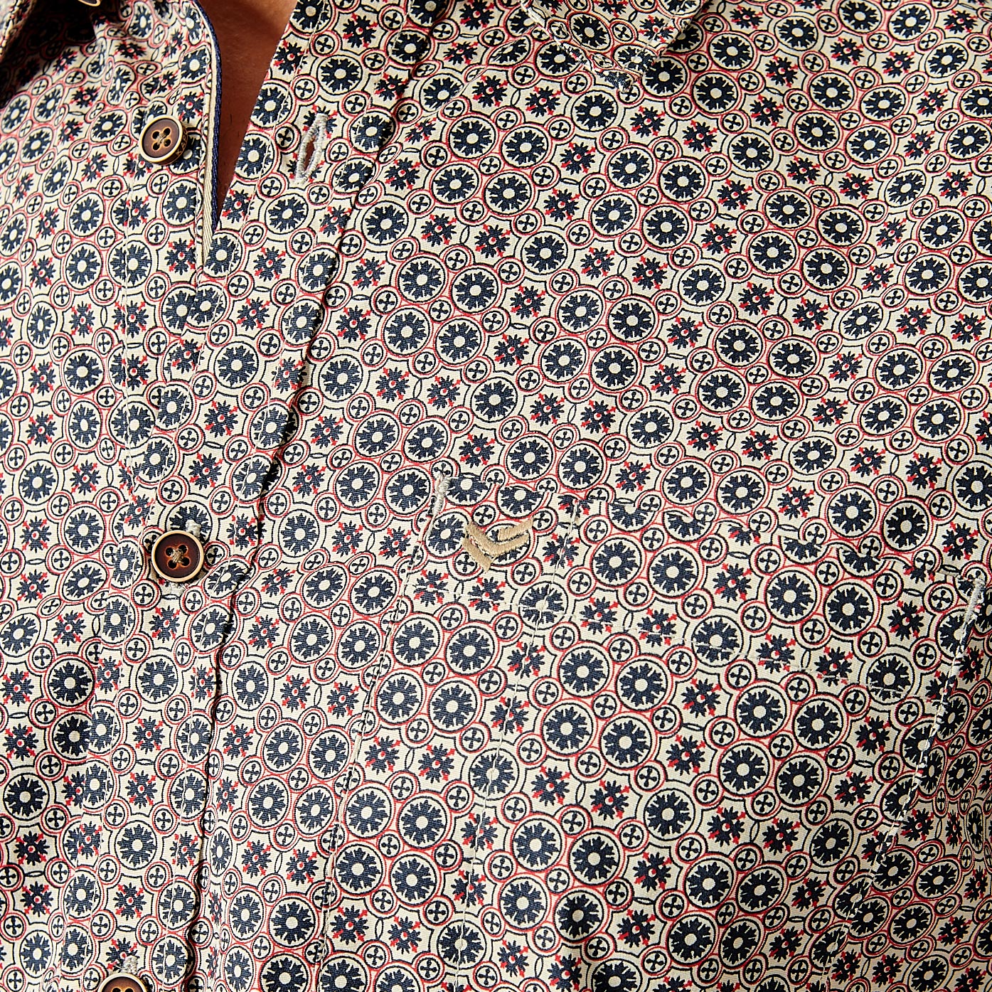 RIBET  Chemise beige fleurie homme