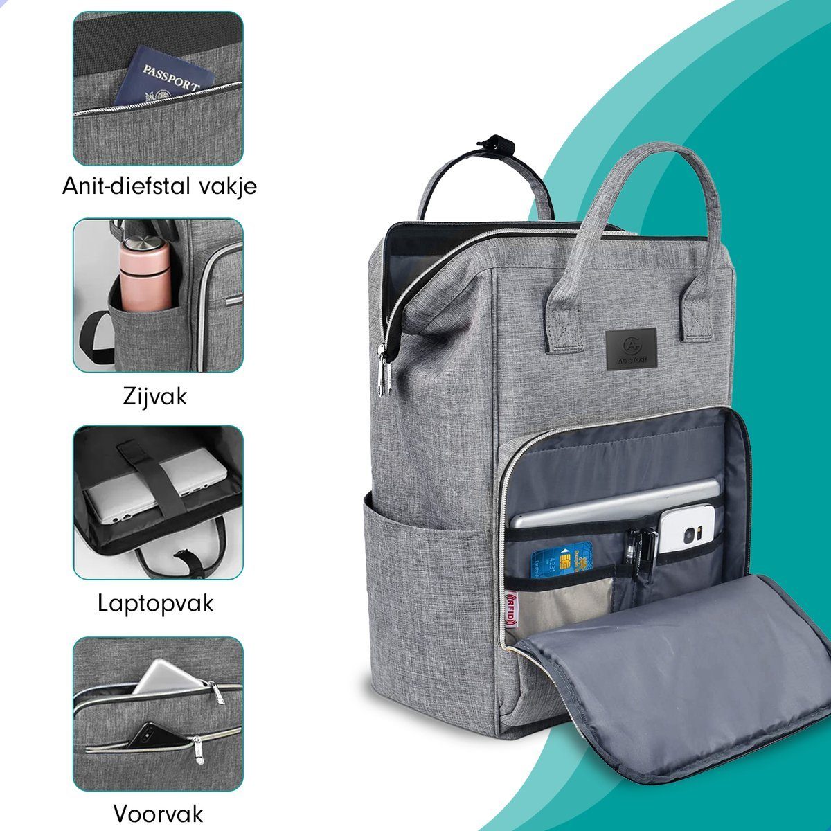 AG Notebook-Rucksack AG10 Rucksack & Laptoptasche 15,6 17,2 Zoll Laptop mit USB-Ladestation