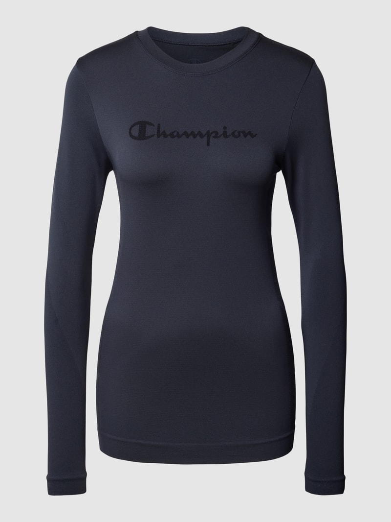 Longsleeve mit Label-Stitching Modell 'ENTRY LEVEL' in dunkelgrau