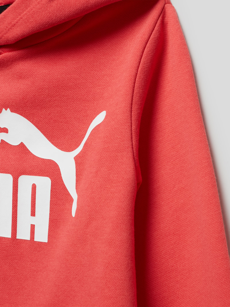 Hoodie mit Label-Print in koralle