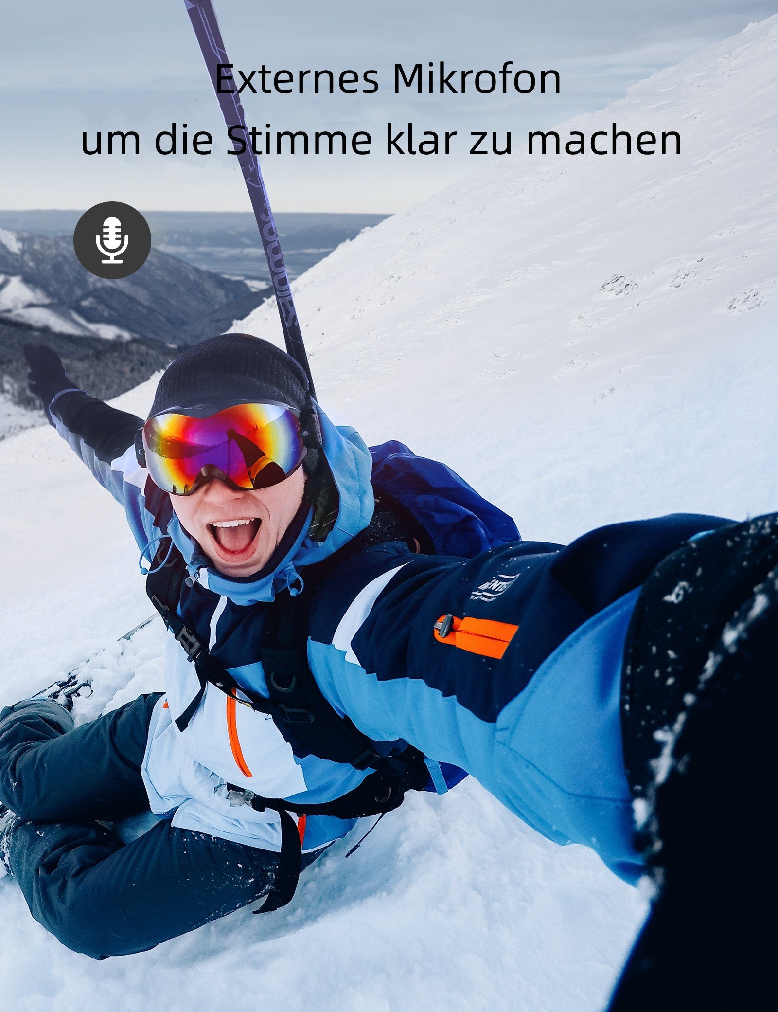 WOLFANG Action Cam (FULL HD, 4K 20MP, 40M wasserdicht, Wi-Fi, Externes Mikrofon, Fernbedienung)