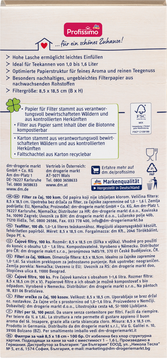 Teefilter, 100 St