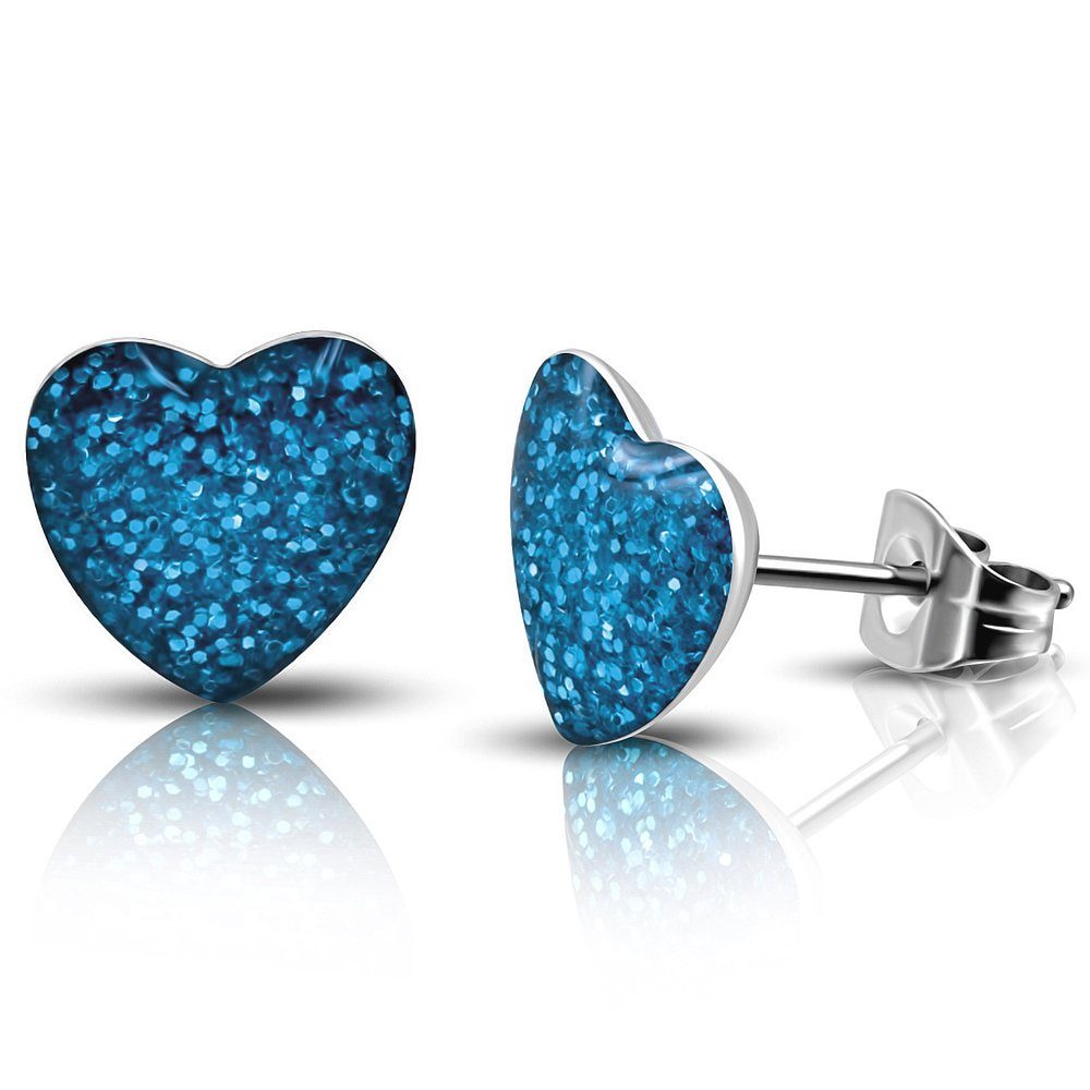 Limana Ohrstecker-Set Kinder Mädchen Ohrringe echt 925 Sterling Silber Pfote Glitzer Edelstahl Herz, Schmuck