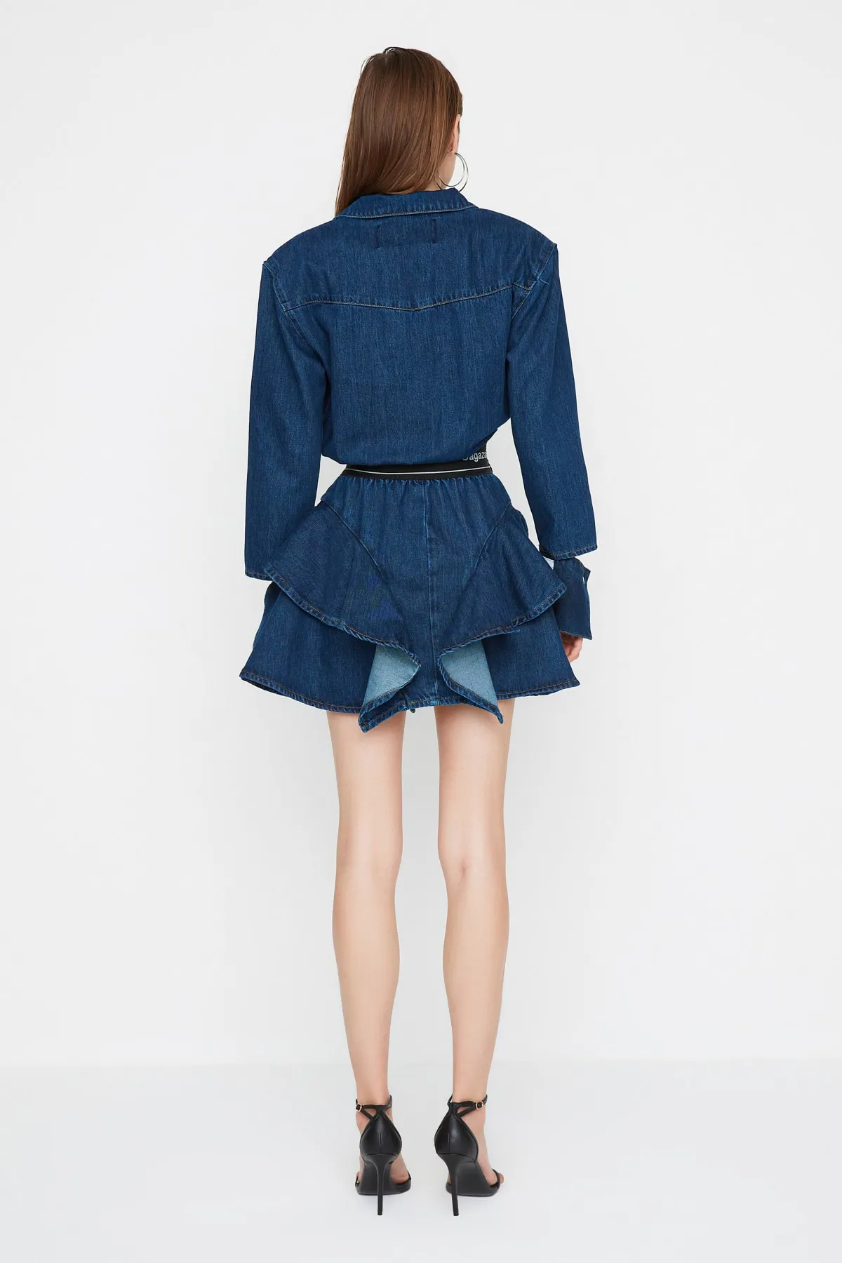 Trendyol Collection  X Sagaza Studio Blaues Jeanskleid TPRAW22EL1989