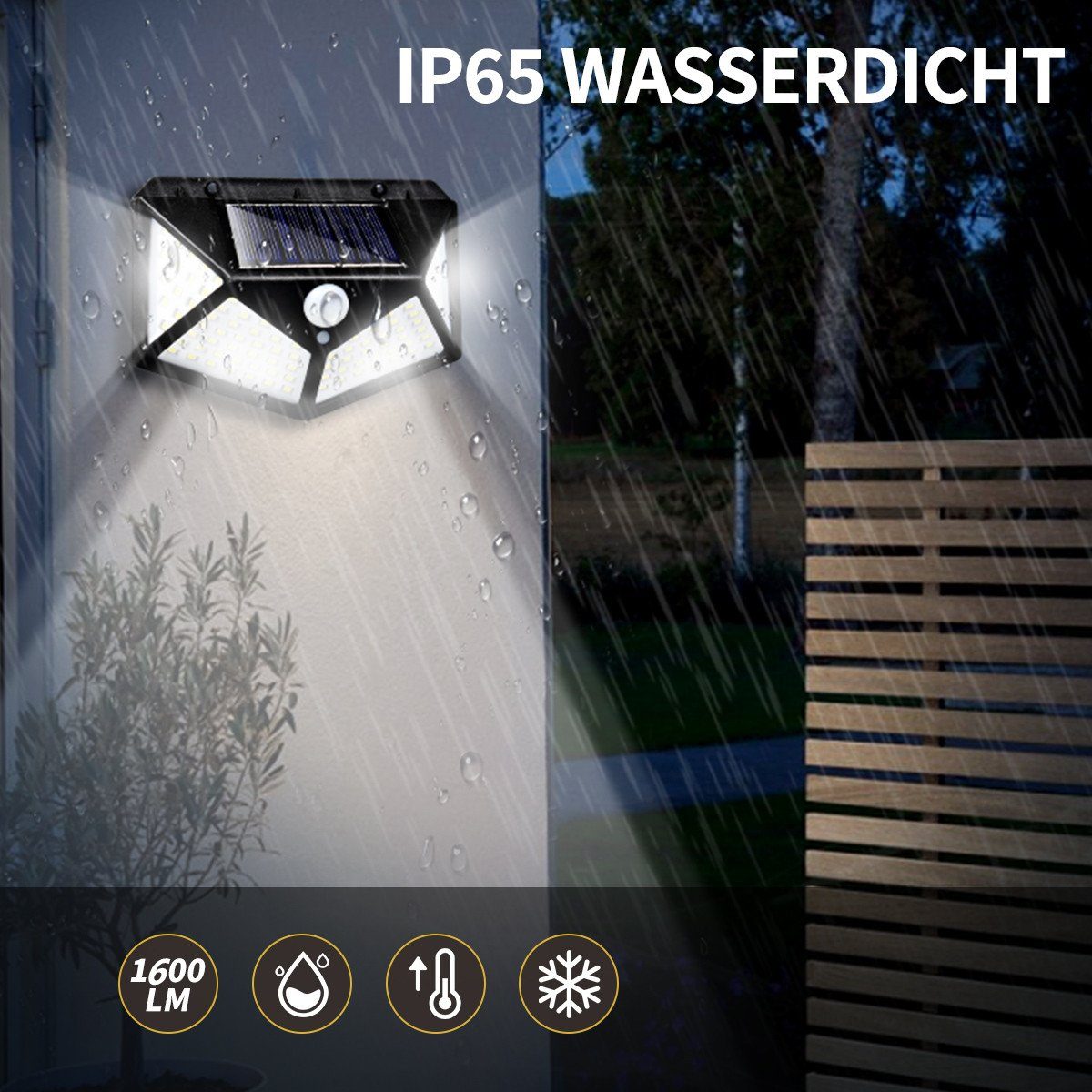 MULISOFT LED Solarleuchte 4 Stück Wandleuchte mit Bewegungsmelder, 270 ° Vierseitige Beleuchtung, 100 LED Solar Aussenleuchte für Außen LED Gartenleuchte Gartenstrahler