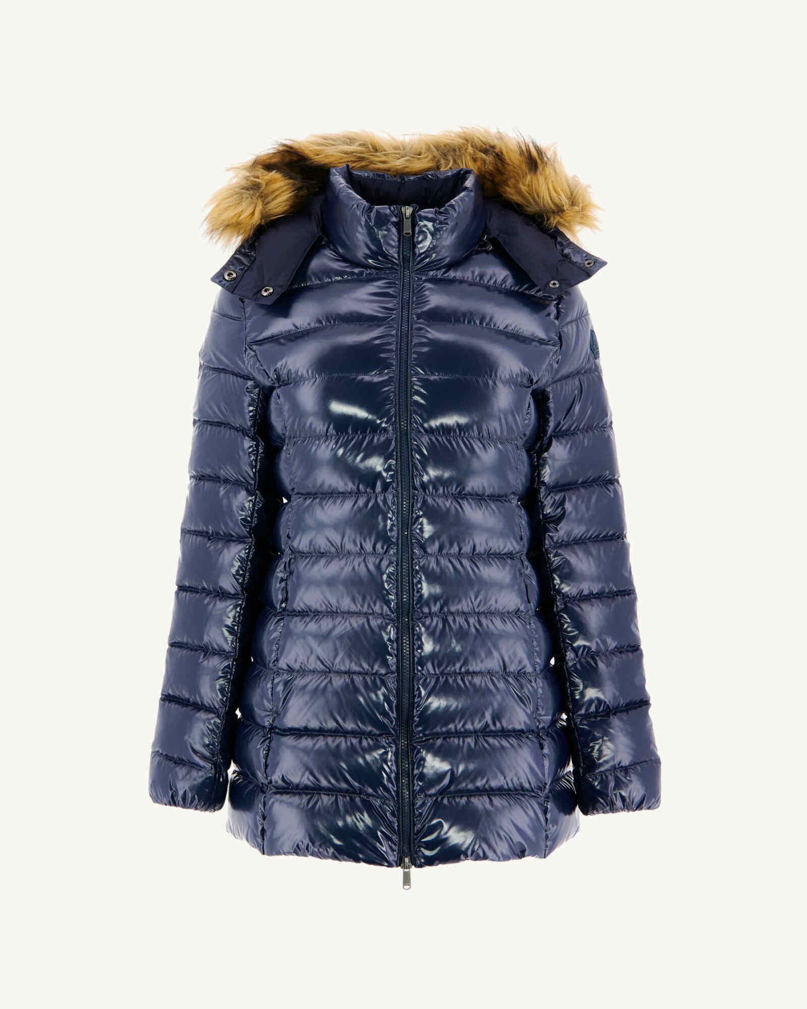 Doudoune mi-longue laquée Grand Froid Marine Perle