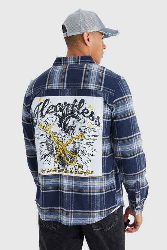 Langärmliges kariertes Hemd mit Heartless-Print