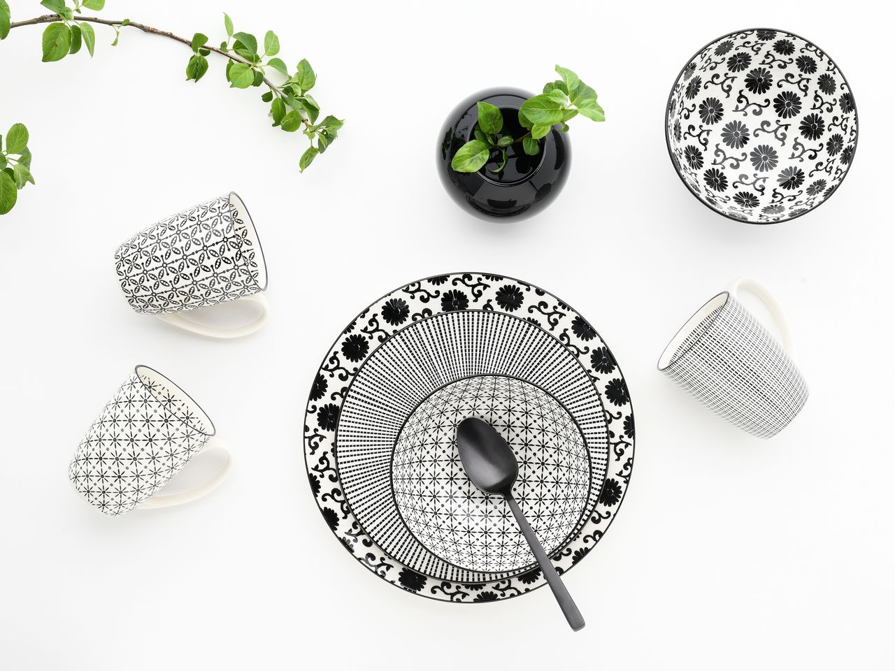 CreaTable New Style black Kombiservice 16-tlg