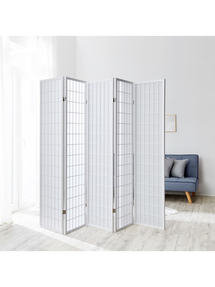 Homestyle4u 5-tlg. Paravent in Weiß 220x175 günstig kaufen onesize