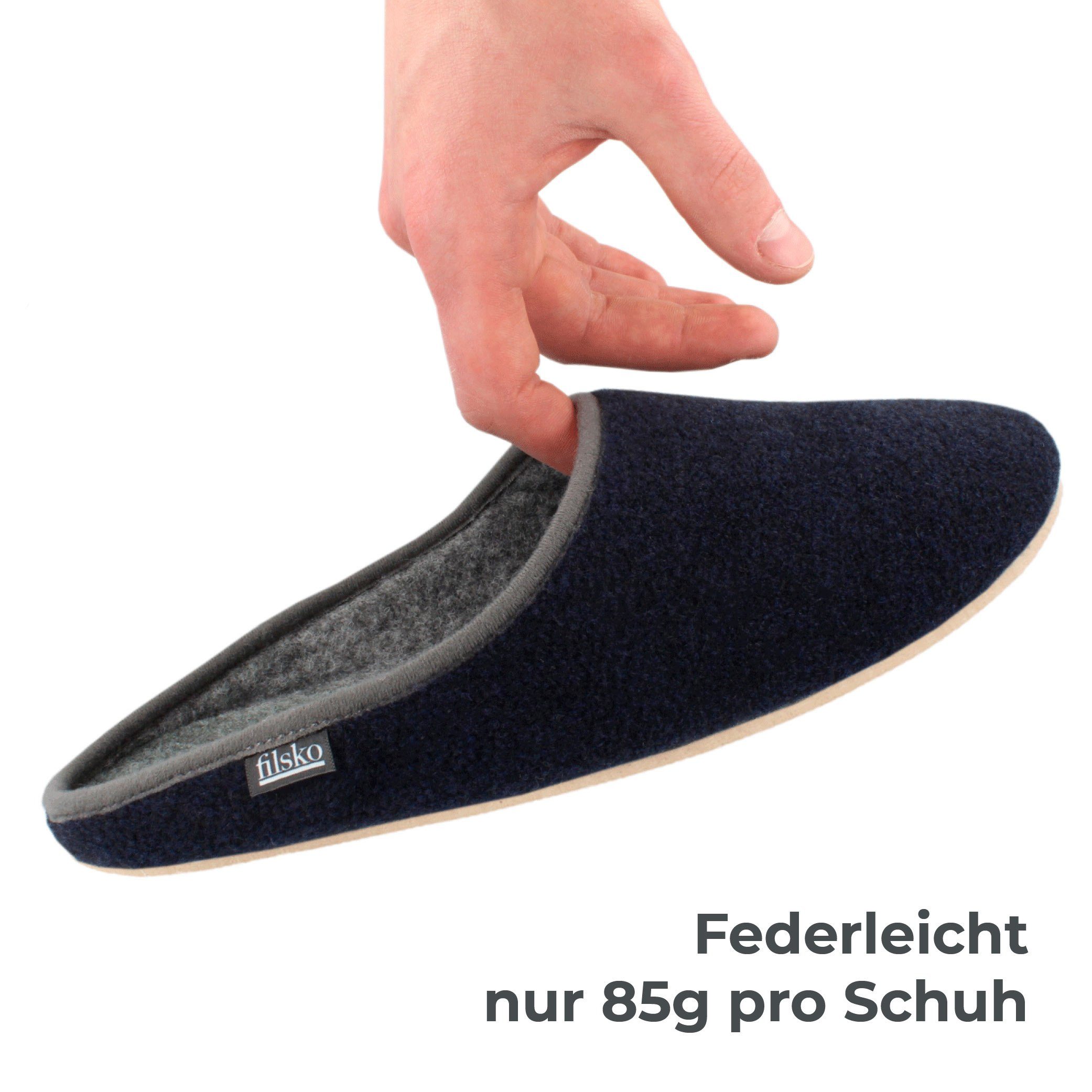 filsko Hausschuhe Filzpantoffeln Herren Damen federleicht 36-48 EU Gummisohle Hausschuh warme Hausschuhe, mit Gummisohle