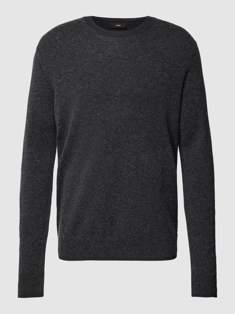 Strickpullover mit Rundhalsausschnitt Modell 'Sano' in anthrazit