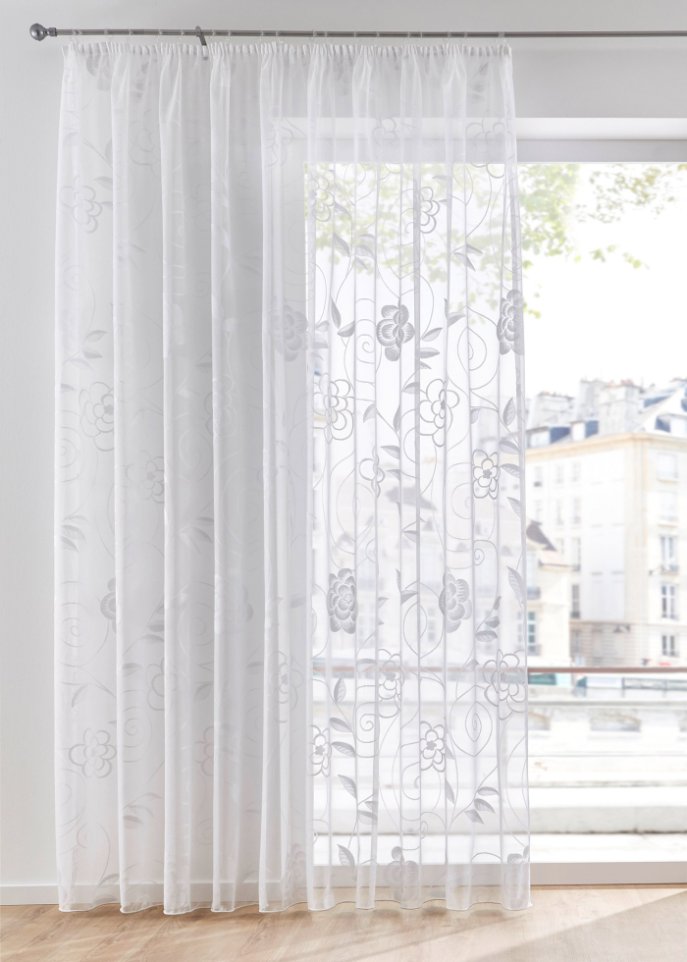 Jacquard Gardine mit Blumen