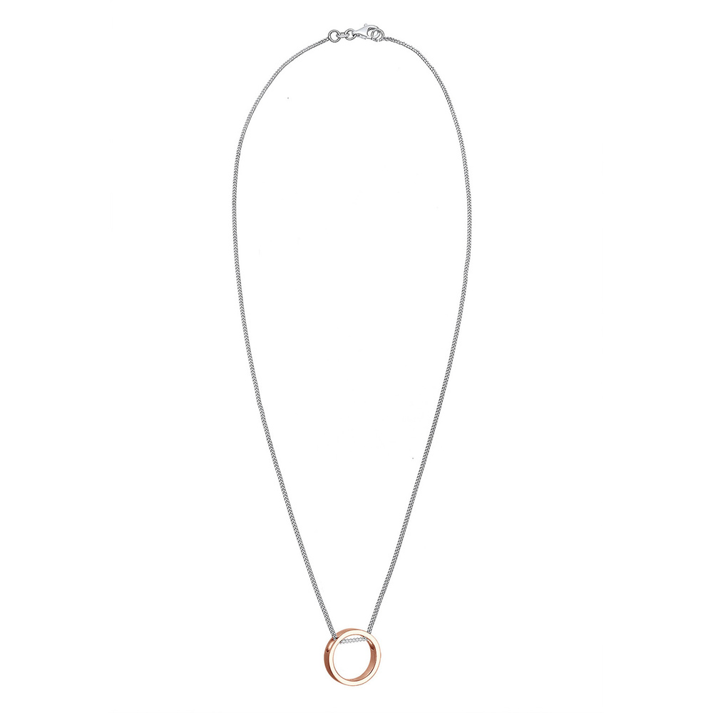 Elli Elli Collier Femme Pendentif Cercle Simple Bicolore - (925/1000) Argent Bijoux