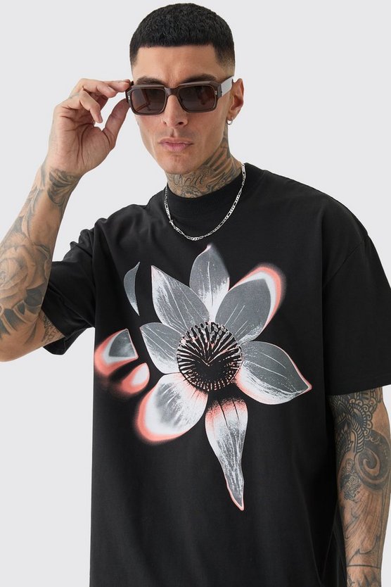 Tall Oversize T-Shirt mit abstraktem Blumenprint
