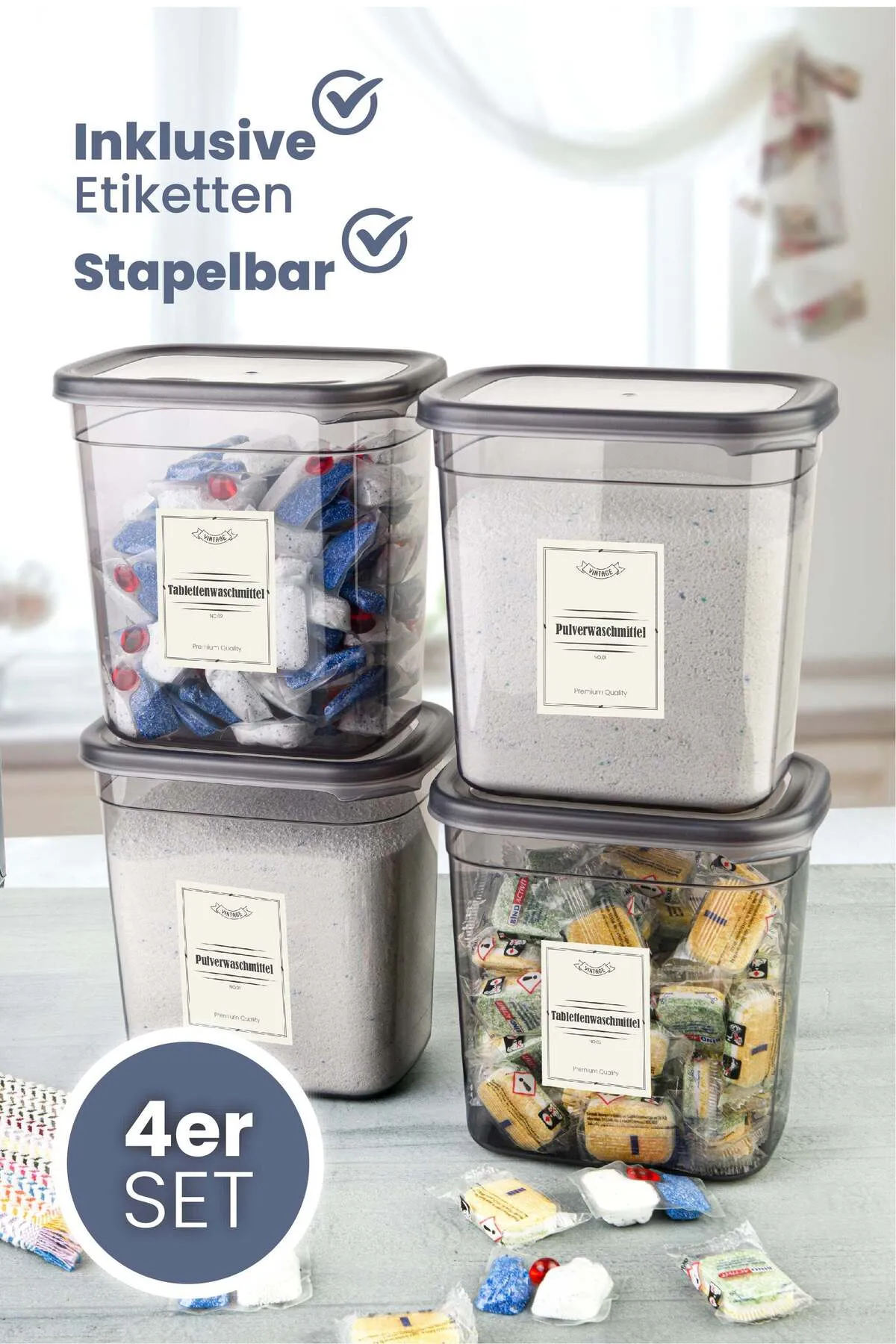 Viwares  Peggy Vorratsdosen 4er Set 1150 ml Vorratsbehälter