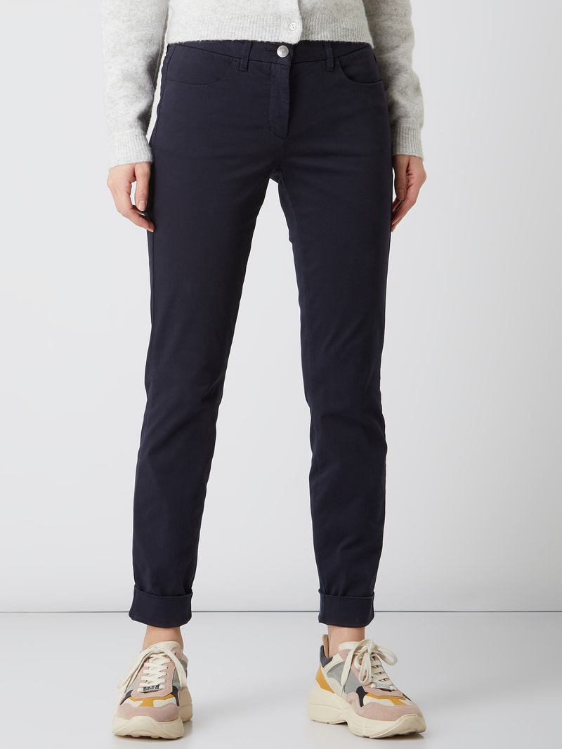 Skinny Fit Jeans mit Umschlag in marineblau