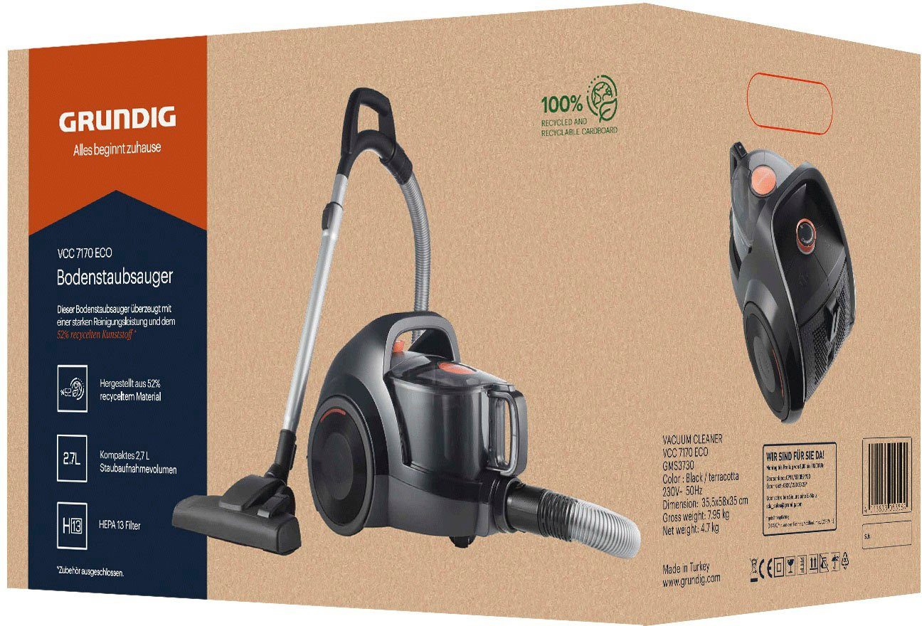 Grundig Bodenstaubsauger VCC 7170 ECO, 800 W, beutellos