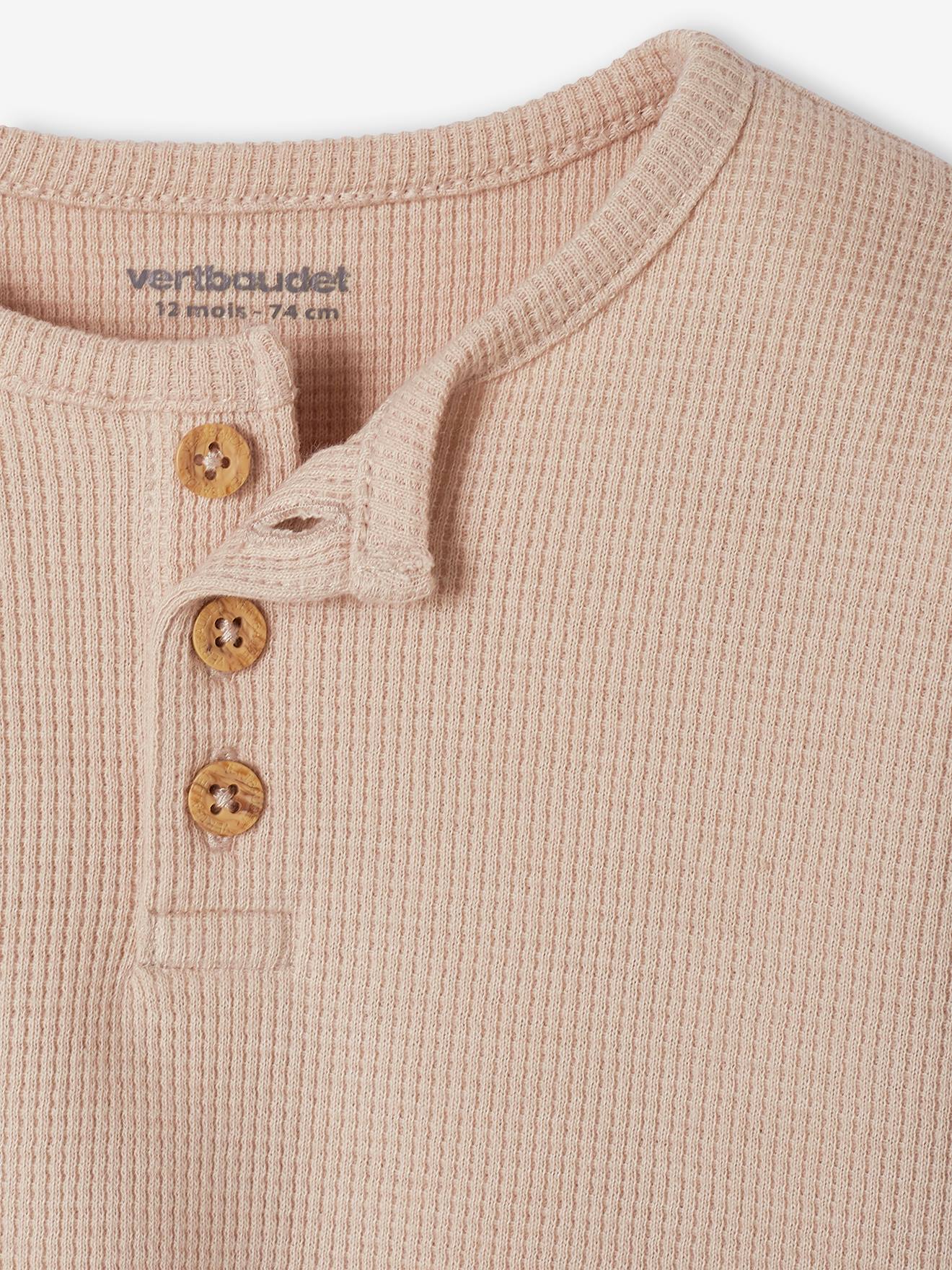 T-shirt tunisien en nid d’abeille bébé manches longues beige