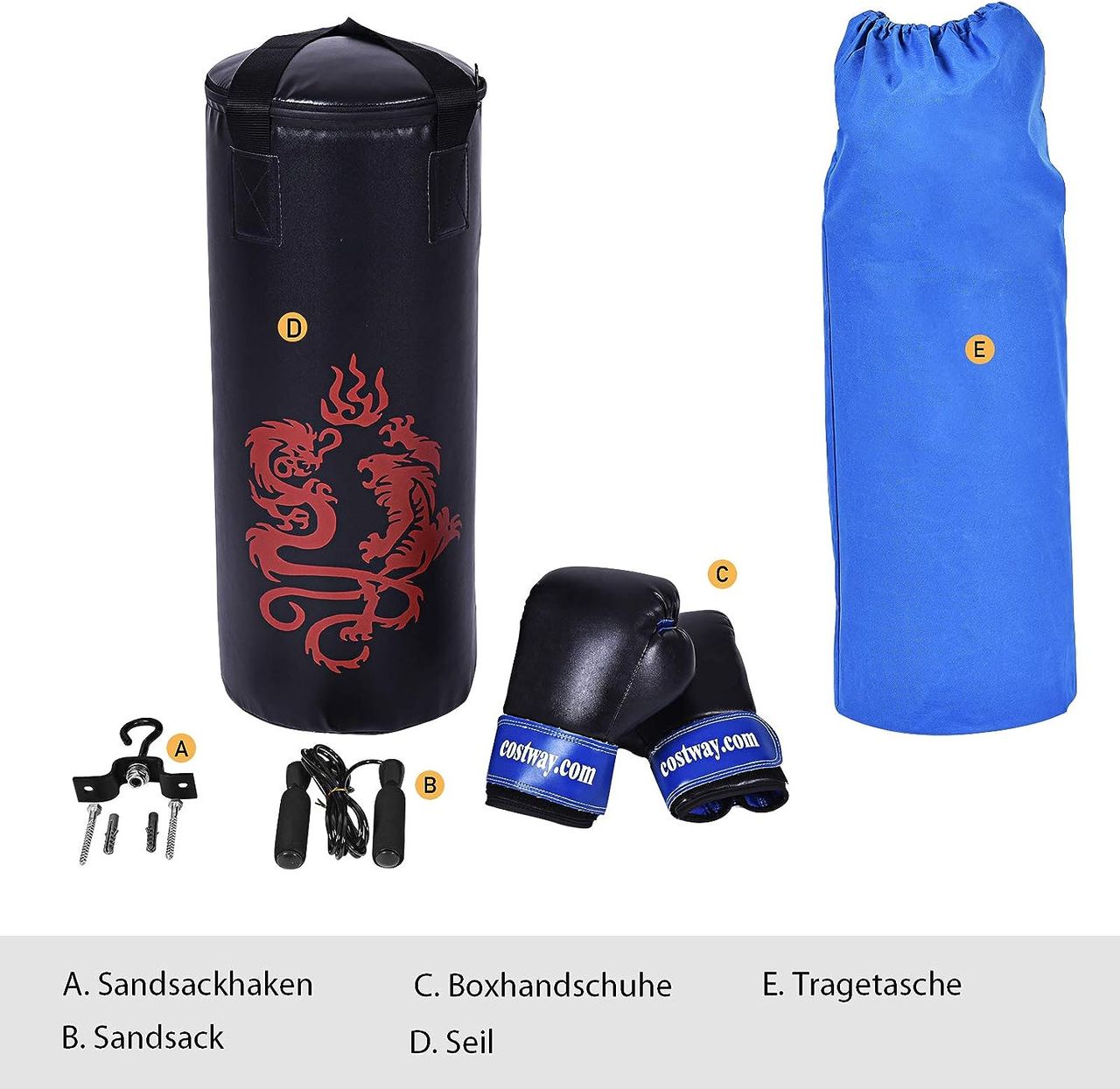 Costway 10KG Boxsack-Set mit 8oz Boxhandschuhen und Springseil