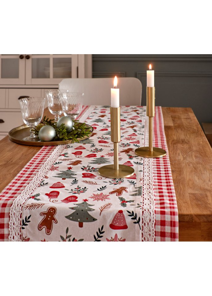 Bio Baumwoll Tischläufer mit Weihnachtsdruck