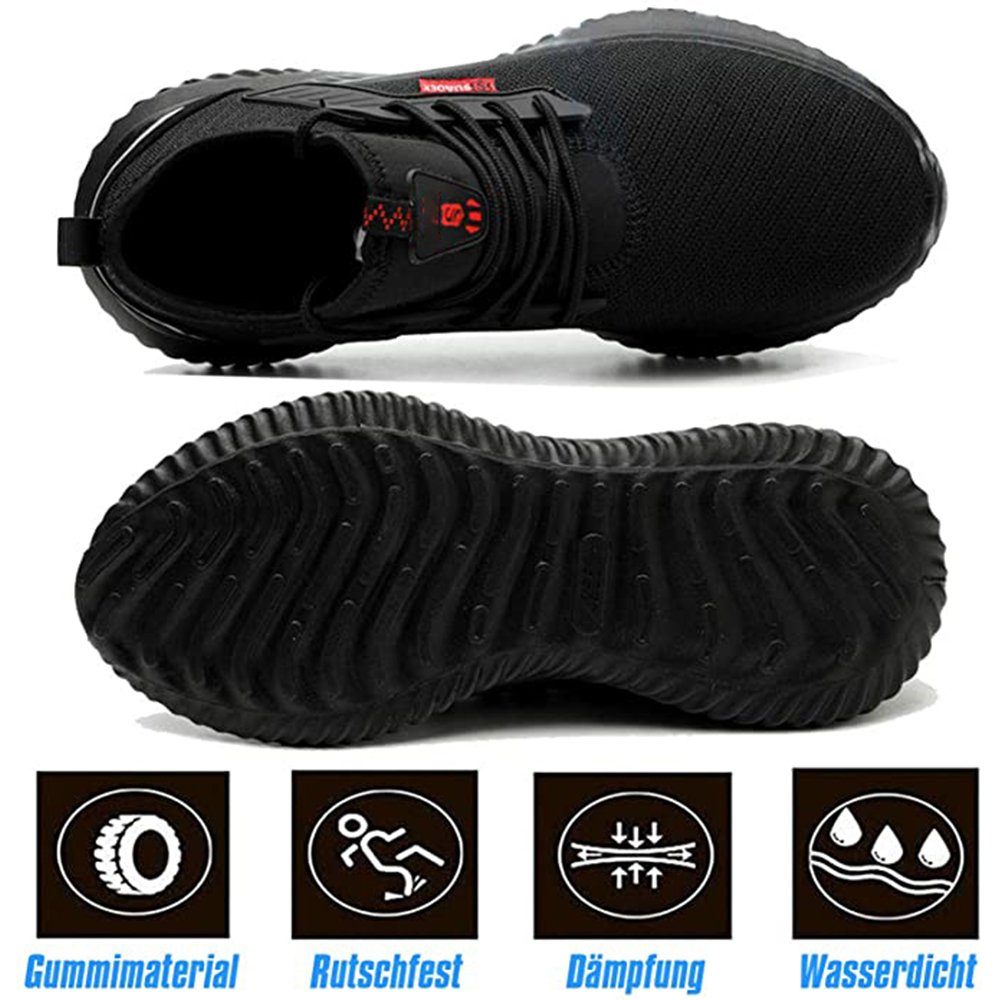 TOPMELON Schutzschuhe Sneaker Stahlkappe Leicht Atmungsaktiv Arbeitsschuh