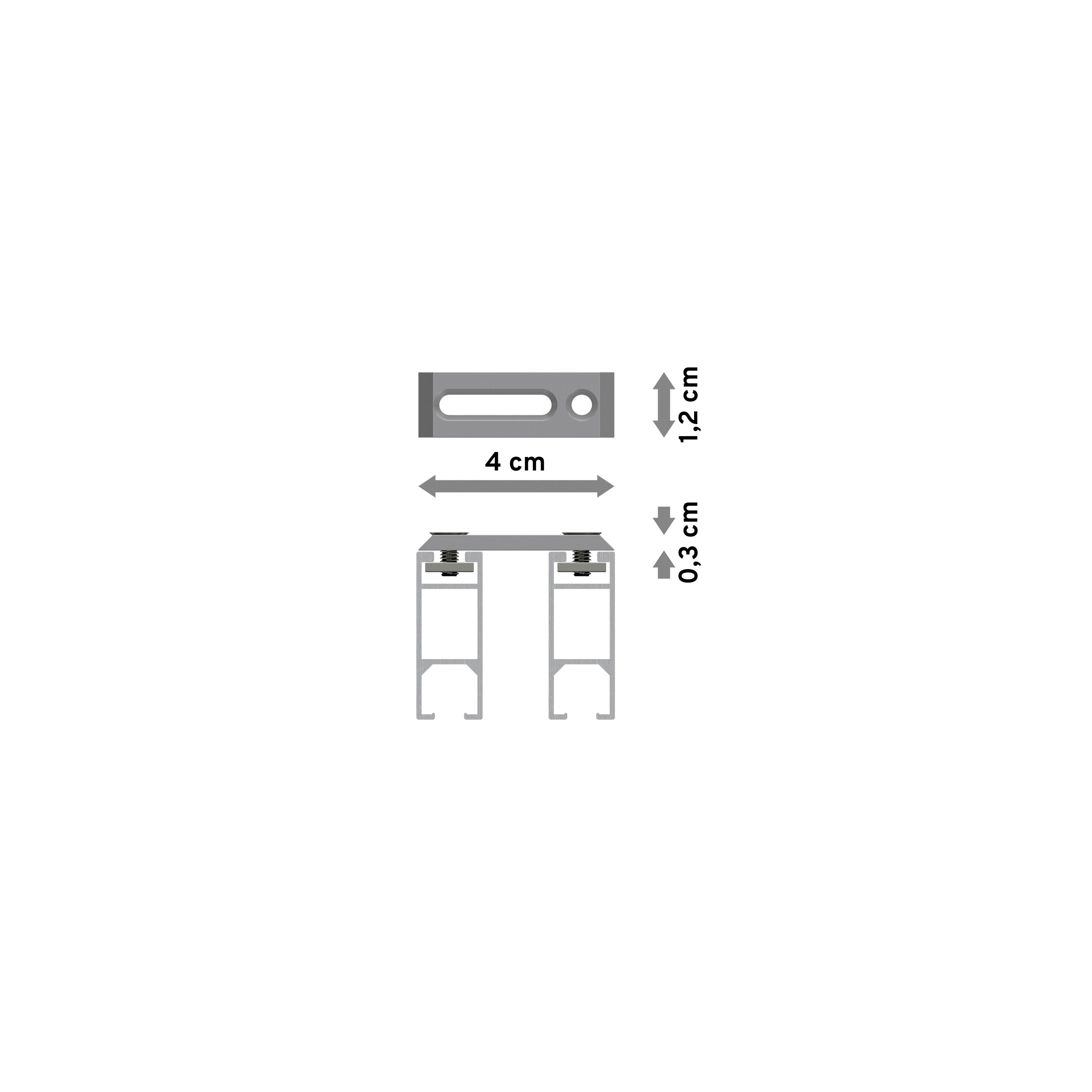Gardinenstange Smartline Paxo, INTERDECO, 2-läufig, 14x35 mm, eckig, Deckenmontage, Edelstahl-Optik / Chrom