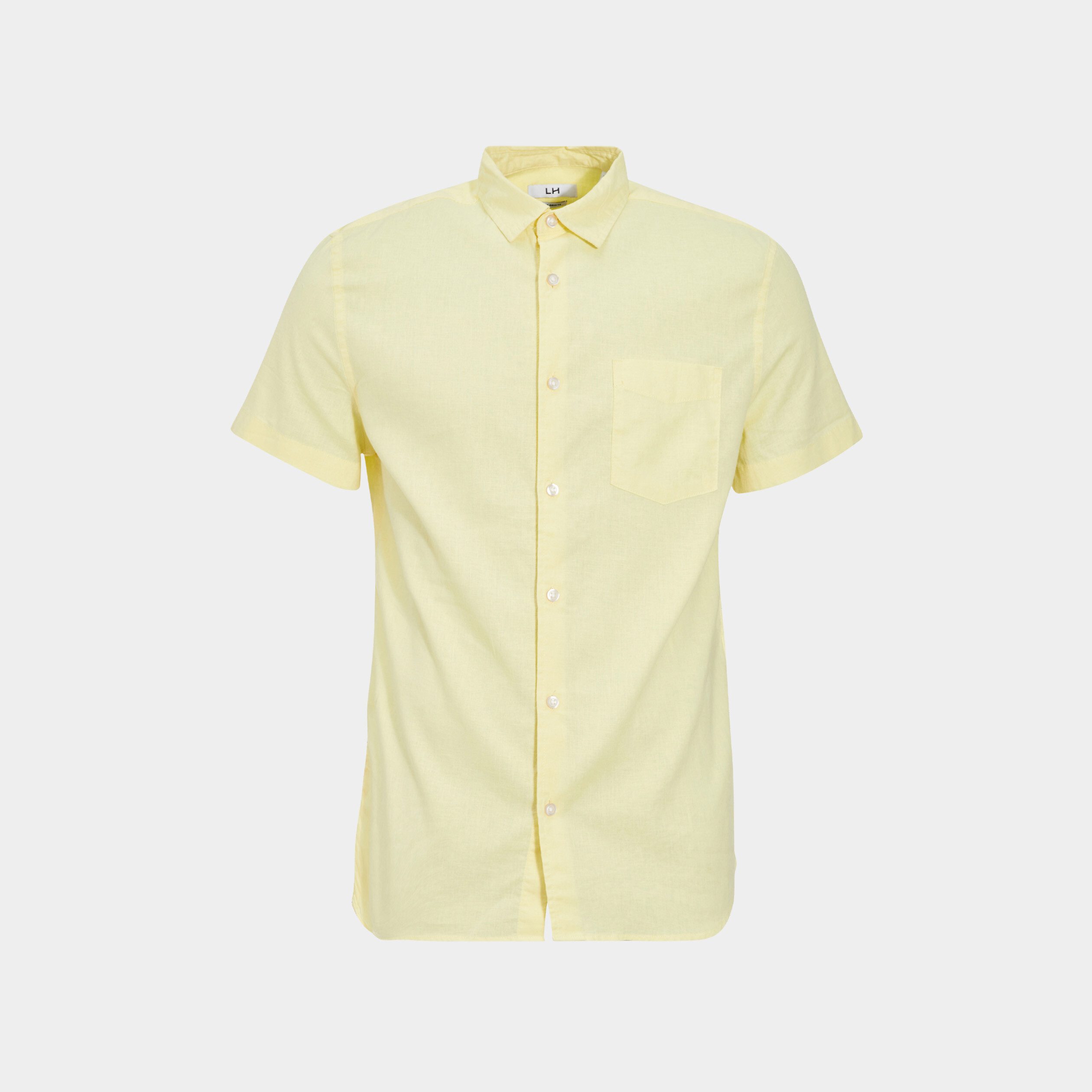 Chemise manches courtes lin majoritaire jaune clair homme | La Halle